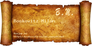 Boskovitz Milán névjegykártya